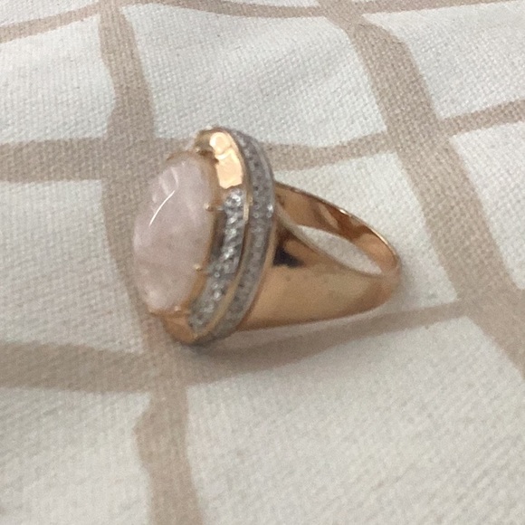 Rose Quartz Vermeil Cocktail Ring, Size 6.5 - Picture 2 of 6